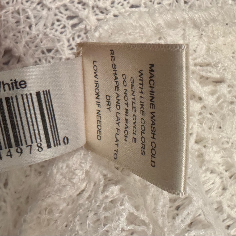 Self Esteem White Crochet Lace Vest Open Front Boho‎ Festival Layering Size L - Picture 9 of 10